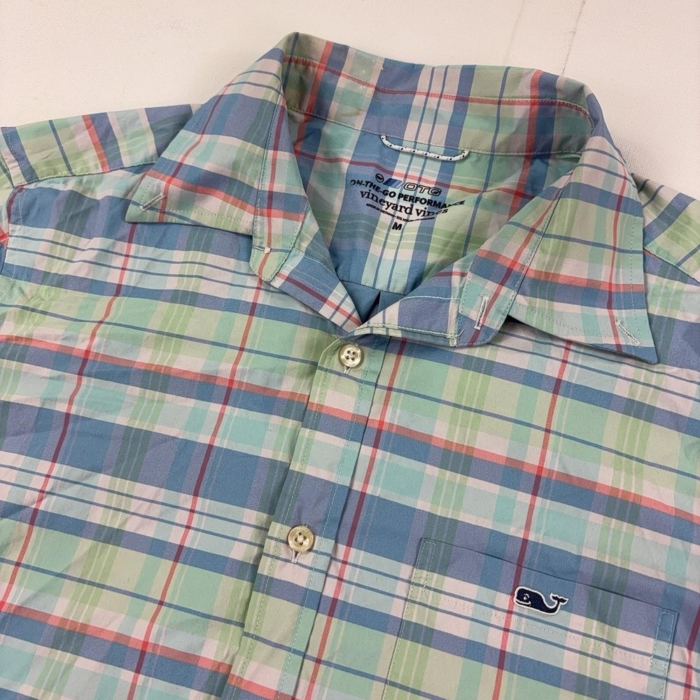 Vineyard Vines OTG Shirt Mens Medium Plaid Long Sleeve Button Up Performance